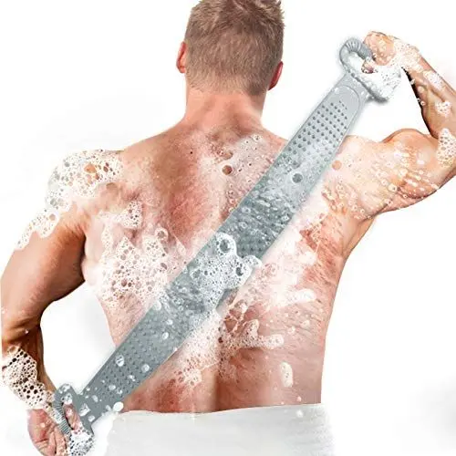 Produktbild: Inmorven Rückenbürste Dusche,Rückenschrubber Massagebürste Silikon,91cm Körperbürste Eincremehilfe für Rücken,Großes Badegerät zur Gründlichen Reinigung Ihres Körpers.(Grau)