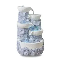 Produktbild: Innenbrunnen Cascade 4 Levels Jar Natural Stone Effect Farbe Licht farbenfrohe LED, außergewöhnliche Geschenkidee, H 31cm - Ganda Zen'light