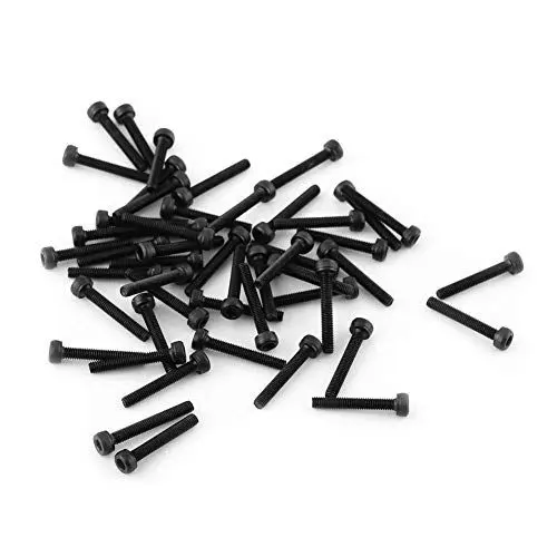Produktbild: Innensechskant Schraubsatz, Akozon M3 Schwarzer Kopfschraubensatz 12,9 Grad Legierter Kohlenstoffstahl 4-50 mm(M3*20mm,Fully Threaded-50 Stück)