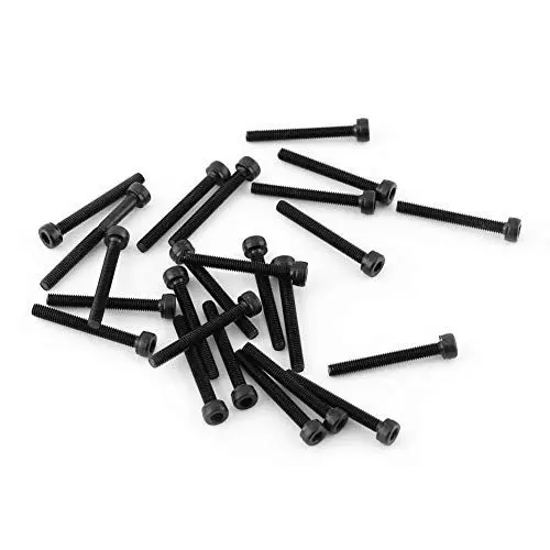 Produktbild: Innensechskant Schraubsatz, Akozon M3 Schwarzer Kopfschraubensatz 12,9 Grad Legierter Kohlenstoffstahl 4-50 mm(M3*25mm,Fully Threaded-24 Stück)