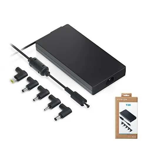 Produktbild: Innergie T28 280W 240W 230W 200W Gaming Laptop Netzteil Universal Ladegerät mit Kabel und 5 Steckern, kompatibel mit Acer ASUS Dell Alienware HP Lenovo MSI und mehr Laptop Marken