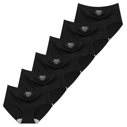 Produktbild: INNERSY Mädchen Unterhosen Nahtlos Unterwäsche Teenager Unsichtbare Schlüpfer Seamless Slip 6 Pack (152-158, 6 Sport Schwarz)