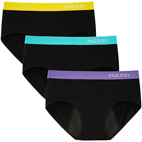 Produktbild: INNERSY Periodenunterwäsche Auslaufsicher Damen Period Panties Menstruation Unterwäsche 3 Schwarz (M, Buntes Schwarz)
