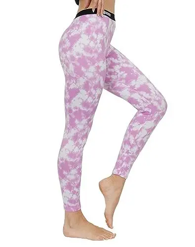 Produktbild: INNERSY Thermounterwäsche Damen Hose Thermo Leggings Winter Funktionsunterwäsche Ski Thermowäsche (XL, Lila Druck)