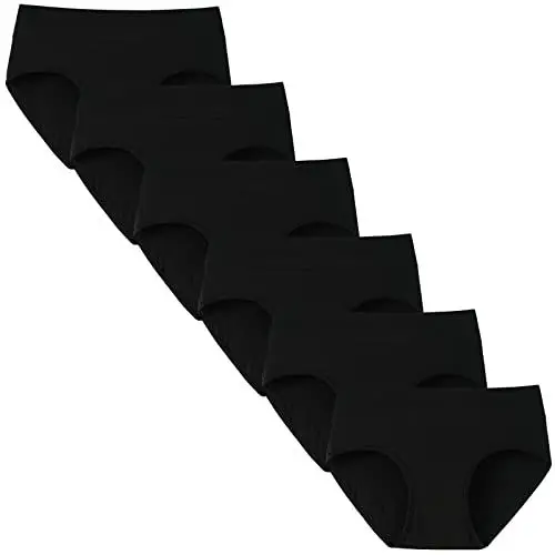 Produktbild: INNERSY Unterhosen Mädchen Schwarz Teenager Unterwäsche Baumwolle Pantys Bequem Schlüpfer 6er Pack (S(Mädchen 8-10 Jahre alt), Schlichtes Schwarz