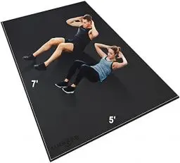 Produktbild: innhom Bodenschutzmatte Fitnessgeräte Fitness Sportmatte Fitnessmatte rutschfest, Hochstrapazierfähige Unterlegmatte Schutzmatte für Laufbänder (213 x 152 x 0,7cm Schwarz)