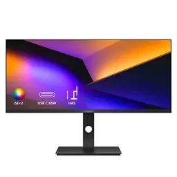 Produktbild: INNOCN Ultrawide Monitor 34 Zoll,UWQHD 75Hz IPS Bildschirm,21:9 Format,Freesync,HDR,100% sRGB Farben,(USB-C,USB Hubs,HDMI,DisplayPort) Höhenverstellbar,Schwarz,12 Monate,34C1Q,ynk-456,34 QHD