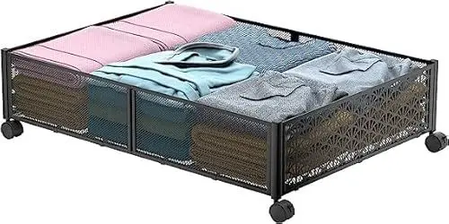 Produktbild: Innotic Unterbett Aufbewahrungsbox mit Rädern, Große Unterbettkommode Aufbewahrungstasche, Metall unterbett aufbewahrung Unterbettbox Organizer (1 PACK)