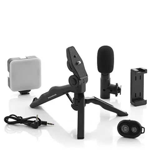 Produktbild: InnovaGoods® Vlogging-Kit mit Licht, Mikrofon und Fernbedienung Plodni (6 Teile). Professionelle Videoaufnahmen mit LED-Licht, Mikrofon und Fernbedienung. Ideal für Vlogger und Content-Ersteller.