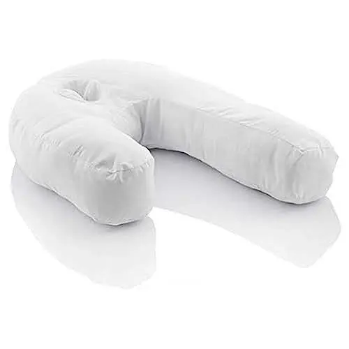 Produktbild: InnovaGoods - Ergonomisches U-Form Seitenschläferkissen, Ideal für Schwangerschaft, Fördert Ruhige Atmung, Reduziert Schnarchen, Baumwolle & Polyester, Weiß, 39 x 57 x 14 cm