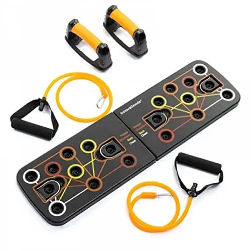 Produktbild: InnovaGoods - Multifunktions-Push-up-Board, Fitness Board Balance, Ganzkörpertraining zuhause, Abnehmbares Design mit Widerstandsbändern, ABS, PP, Gummi, Schwarz, M