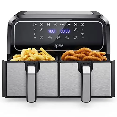 Produktbild: Innsky Dual Zone Heißluftfritteuse 2 Kammernr 8L, 8 Programmen Heissluftfritteuse Doppelt, Airfryer mit 2 Körben, Friteuse Heissluft ohne Öl, Dual Cook, Synchronisieren Fertig Technik, Shake-Modus