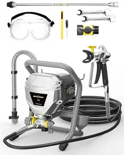 Produktbild: InoKraft MaXpray M1 Airless Farbspritzgerät, Version 2024 EU, hocheffizient, verdünnungsfrei, minimaler Overspray, für DIY-Malprojekte im Außen- und Innenbereich von Häusern, mit Farbspritzzubehör
