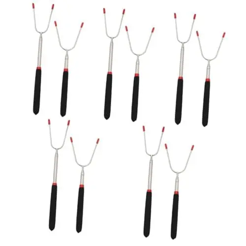 Produktbild: INOOMP 10 Stk teleskopische grillgabel Lagerfeuerstab Kabob-Spieße stainless steel inoxlm Feuerstick Wurst Grillstab braten fleisch Mäusespeck Hot-Dog-Stick Grillwerkzeug PVC