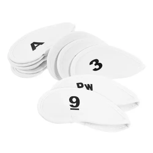 Produktbild: INOOMP 10 Stück Golf-Eisen-Schlägerkopf-Abdeckungen Mit Zahlen Fairway-Hölzer-Schlägerkopfabdeckungen Golf-Wedges Schützend Für Fahrer Fairway-Golf-Zubehör Weiß 13 50 X 8 5 cm. 00X0.