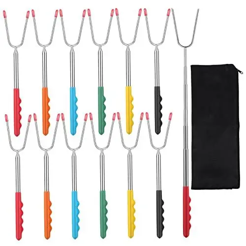 Produktbild: INOOMP 12st Grillgabel Smores-Sticks Bratgabel Vegetarische Marshmallows Grillzubehör Für Den Grill Gabeln Aus Metall Outdoor-zubehör Smores-spieße Rostfreier Stahl Bratstift Edelstahl