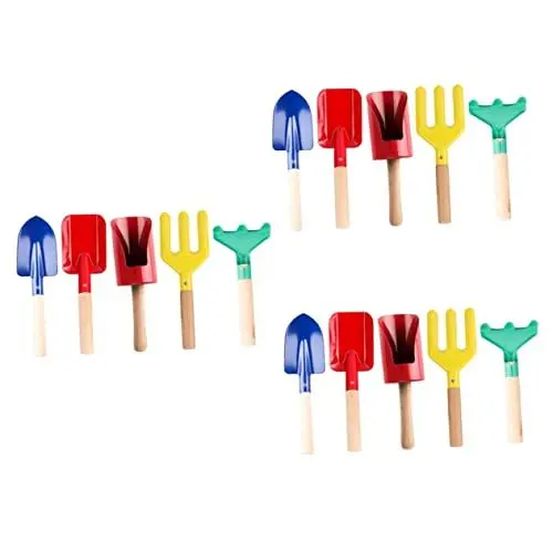 Produktbild: INOOMP 15 STK Gartenwerkzeug-Set Kinderkoffer Gartengeräte Für Kinder Gartenbepflanzung Liefert Gartenzubehör Anzug Für Kinder Landwirtschaftliche Werkzeuge Pflanzgabel Schaufel Holz Mini