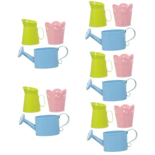 Produktbild: INOOMP 15 Stück Anordnung Eisen Eimer Topf Mit Griff Desktop Topf Retro Vase Mülltonne Dekor Kleiner Topf Balkon Blumentopf Eisen Pflanzer