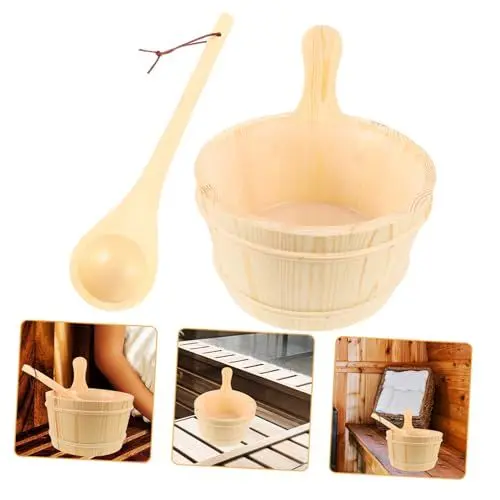Produktbild: INOOMP Familienfreundliches Spa-Set Aus Holz – Saunaeimer Mit Griff Vielseitiges Spa-Tool Für Bad & Pool