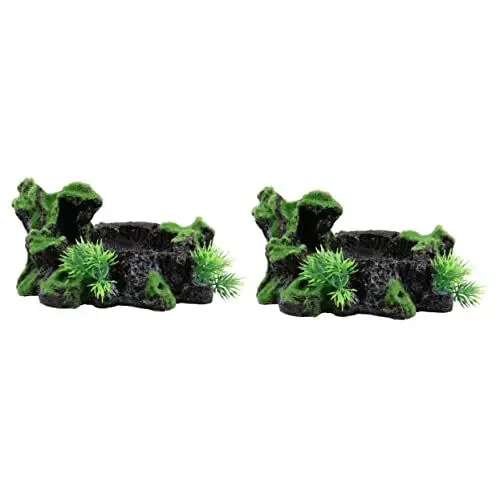 Produktbild: INOOMP 2St hohles Baumloch-Aquarium künstliches moos moos-Design versteck Tierfreundlich Dekorationen für Aquarien Wassernapf für Reptilien schleichtiere Fluchtloch Landschaftsverzierung