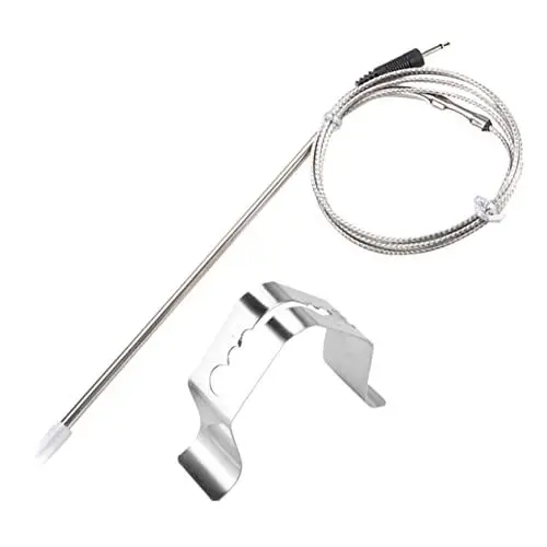 Produktbild: INOOMP 2 Sets Grill Thermometer Clip Metallständer Edelstahl Grill Küchenzubehör Rostfreier Sonden Clip Metallhalter Temperatur Sonden Clip Küchenbedarf Fleisch Sonde