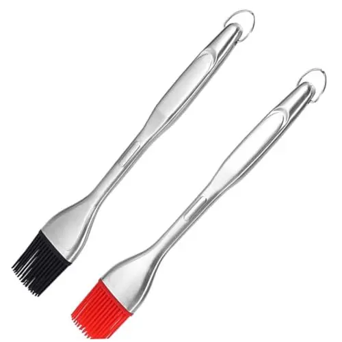 Produktbild: INOOMP Grill-ölpinsel-set 2-teilig Edelstahlgriff Silikon-grillwerkzeug Hochleistungs-soßenpinsel