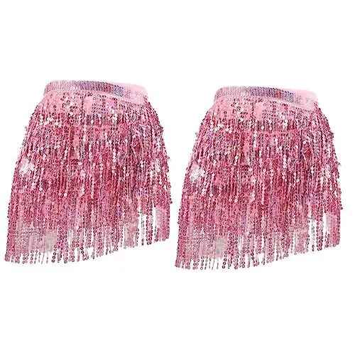 Produktbild: INOOMP 2st Rock Mit Fransen Für Den Bauchtanz Gemütlicher Tanz Disco-fransenrock Frauen-Jeans-Shorts Bauchtänzerin Kostüme Für Damen Bauchtanz-schal Polyester Fräulein Strasssteine BH