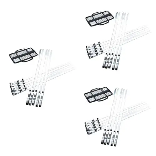 Produktbild: INOOMP 30 Stk Grillstäbchen -Spieße Metall flach Schaschlikspieße aus Metall rostfreie Spieße flacher grillstab Hühnerfutter Jetons Formelspender Grillspieße verdicken Stahlstab