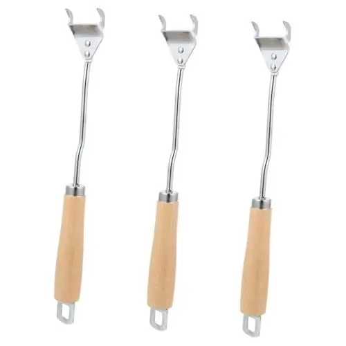 Produktbild: INOOMP 3 Stk Backblech Brecheisen grüner Eiergrill Grillplatte im Freien Netz grillgrates grillrost grillwerkzeug Bratpfanne Regalgreifer aus Edelstahl Anti-Hot-Net-Rack-Brechstange Holz