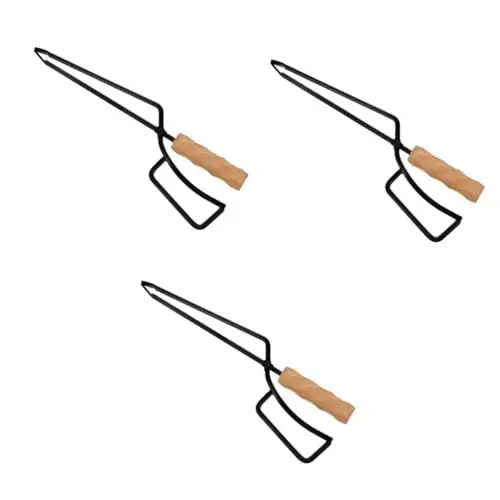 Produktbild: INOOMP 3st Kohlezange Grillzubehör Clip-ins Grillkohle Grillen Clips Holzkohle Werkzeug Kamin Zange Mit Griff Holzzange Feuerzange Für Feuerstelle Holzgreifzange Buche Klemme Draussen