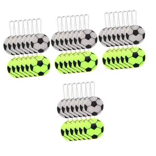 Produktbild: INOOMP 48 Stk Fußball reflektierende Anhänger Schulranzen Fußball-Anhänger Fußballliebhaber rückstrahler anhänger fussmasagegäret ea fc Rucksackanhänger Fußball hängende Verzierung PVC