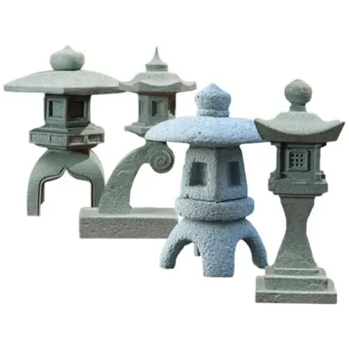 Produktbild: INOOMP 4-Teiliges Miniatur-Deko-Set Für Japanische Laternen Mini-Feengarten-Dekor-Set Japanische Laterne Für Mikro-Landschaft Garten Terrasse Hof Bonsai-Dekoration