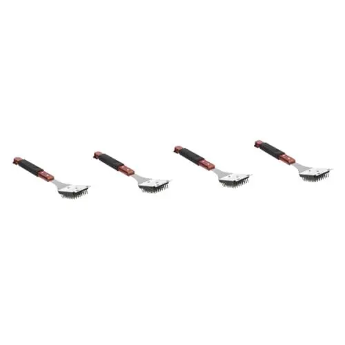 Produktbild: INOOMP 4 Stück BBQ-Grill-Reinigungsbürste Grillrost Schaber Grill-Reinigungsschaufel grillreiniger für Grills Grillbürste Verbrühungsschutz Holzgriff Gummimanschette Waschmittel rot