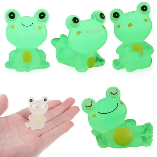 Produktbild: INOOMP 4 Stück Leuchtende Kleine Harzfrösche Mini-Harzfiguren Die Im Dunkeln Leuchten Frosch-Gartendekorationen Mini-Teichdekorationen