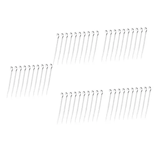 Produktbild: INOOMP 50 Stück Grillhaken BBQ-Stick Outdoor-Haken grillschrank grillüberdachung Kabob-Spieße Schaschlikspieße flache Spieße für Fleisch Vorspeisenspieße Camping Metall Fleisch haken 304