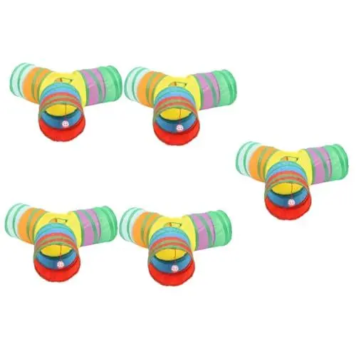 Produktbild: INOOMP 5St y Katzentunnel Outdoor-Zubehör Katzentunnel für Wohnungskatzen Katzenspielzeug Interactive cat Toy Indoor-Zelt Kaninchenzubehör Zusammenklappbarer Spieltunnel für Katzen Hase