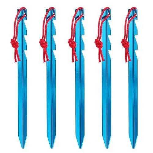 Produktbild: INOOMP 18 cm Große Zeltheringe Aus Metall Für Den Außenbereich 5er-Pack Camping-zeltpfähle Verstellbare Befestigungsnägel Strand- Und Landheringe Hochfeste Belastbare Dreiecksenden