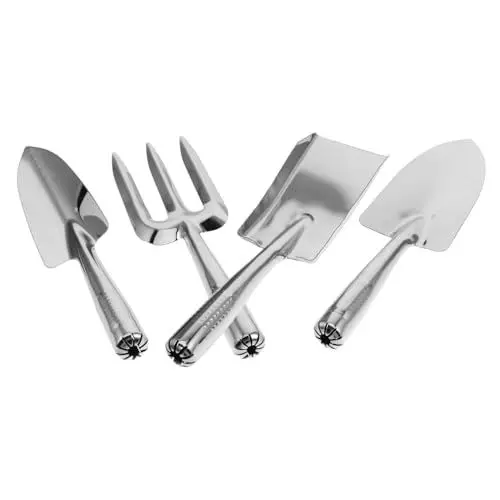 Produktbild: INOOMP Set 4tlg Gartenwerkzeug-Set Outdoor-gartenwerkzeug Gartenschaufel Kelle Gartenwerkzeug Handschaufeln Für Den Garten Gartenkelle Blumenerde Schaufel Rostfreier Stahl Silver