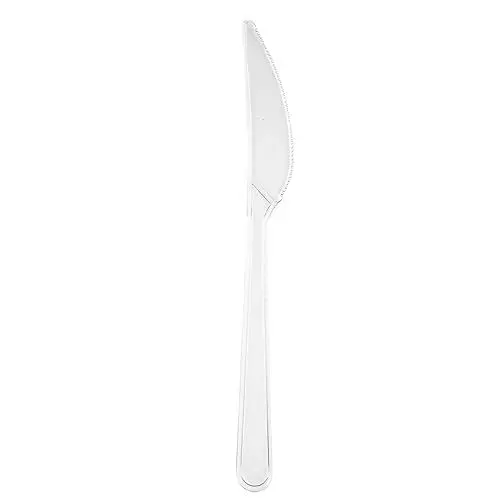 Produktbild: Inoverse 100 Stück Mehrweg Plastikmesser, Plastikbesteck, Mehrweg und Plastik Messer, Transparent Grillbesteck, Kunststoff Reisebesteck, Wiederverwendbar Party Besteck, Party Set Geschirr Besteck