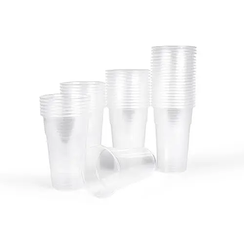 Produktbild: Inoverse 100 Stück Plastikbecher Trinkbecher, 0,4 L Transparent Ausschankbecher, Partybecher Kunststoff, Plastik Becher, Partygeschirr, Bierbecher, Wasserbecher