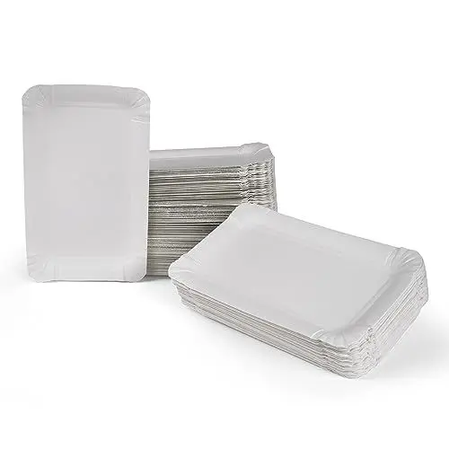 Produktbild: Inoverse 250 Stück Pappteller, Weiß Einweg Teller - 13x20cm, Umweltfreundlich Partygeschirr, Einweggeschirr, Kuchenteller, Einwegteller aus Pappe, Papierteller, Pappteller Eckig