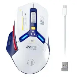 Produktbild: INPHIC IN9 Gaming Maus kabellos, echte Tri-Mode 2,4G Wireless/Type-C Wired/Bluetooth Maus, 10k DPl, vollständig programmierbar, RGB-Beleuchtung, Hyperspeed wiederaufladbare Funkmaus für Laptop PC,Blau