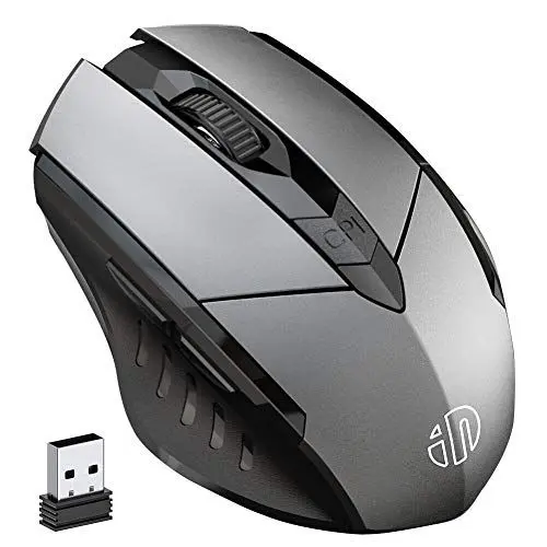 Produktbild: inphic Kabellose Maus Wiederaufladbare, Ergonomische 2,4G Optische Funkmaus mit USB Nano Empfänger für Laptop, PC, Computer, MacBook,Windows, 6 Tasten, Grau