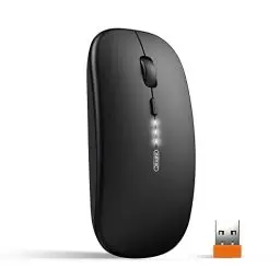Produktbild: inphic Maus Kabellose wiederaufladbar, Ultra Slim 2.4G Leise Funkmaus Optische Computermaus 1600 DPI mit USB-empfänger für Laptop PC Mac MacBook, Windows, Büro, Akkuladestand sichtbar, schwarz