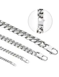 Produktbild: Inscca Kette Herren Halskette Jungs Silber Edelstahl Panzer Kubanische Kurz Panzerkette für Junge Ketten Dünn Choker Damen Cubane 50 cm 6 mm