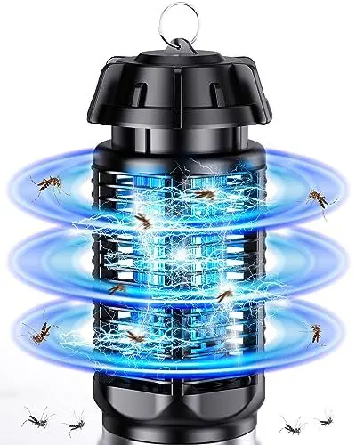 Produktbild: Insektenvernichter Elektrisch Mückenfalle 20W 4000V UV-Lampe, 360°drinnen/draußen Mückenlampe leicht zu reinigen 80m² Abdeckung, wirksamer Killer für Moskitos Fliegen Wespen Motten