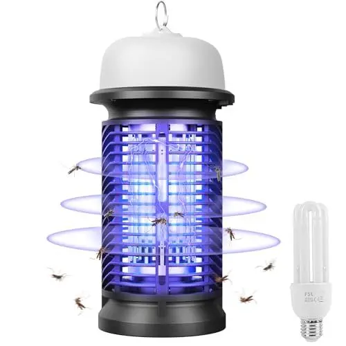Produktbild: Insektenvernichter Elektrischer Mit LED-Licht, 20W Insektenfalle Mückenlampe mit UV Lampe, Elektrisch Insektenfalle, IP66 Wasserdicht Mückenlampe Outdoor mit Aufhängehaken für Camping, Garten