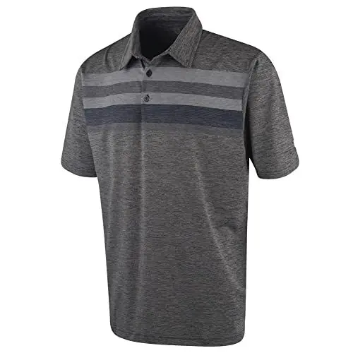 Produktbild: Insel Grün Herren Yard gefärbter Marl Stripe Golf-Polo-Hemd - Grau Marl - L