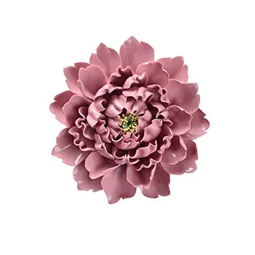 Produktbild: Insiswiner 3D-Wanddekoration, Keramik, Blumen, handgefertigt, 15 cm, Rosa