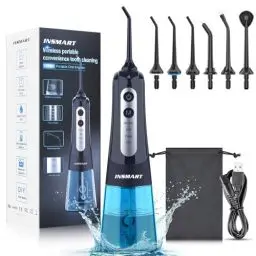 Produktbild: INSMART Munddusche Kabellos Tragbar Elektrische Zahnreiniger, DIY 4 Modi Wiederaufladbar Zahndusche Doppelt Wasser Zähne Flosser IPX7 Wasserdicht Munddusche Testsieger für Reinigung auf Reisen